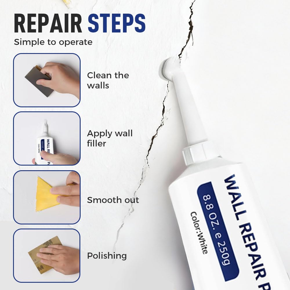 3 PCS Drywall Patch Repair Kit, 2026 New Wall Patch Repair Kit with Scraper, Simple Filling of Wall Holes and Efficient Crack Repair, Drywall Patch Nail Hole Filler for Walls Quick and Easy Solution