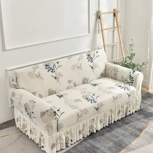 1pc Printed Skirted Sofa Cover, Non-Slip Sofa Couch Protector, Reusable Furniture Slipcover, Seasonal Replacement Sofa Cushion