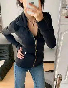 Valentine's Day Yoga suit gold zipper version women's yoga jacket, sports stand up collar jacket, fitness slim fit and slimming top Floral Print Long Sleeve Knitted Dress Medium Impact Removable Cups Sports Bra Strappy High Tennis