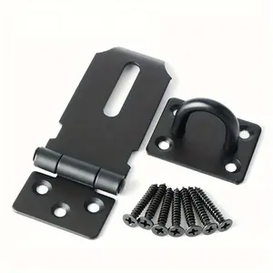 Security Hasp Lock Set with Mounting Screws, Safety Door Clasp Latch, Padlock-Ready Hinge Lock for Gates, Cabinets, Chests