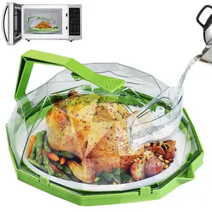 Microwave Splatter Cover with Water Steamer, Clear Microwave Cover with Handle, Kitchen Gadgets and Accessories for Home Use