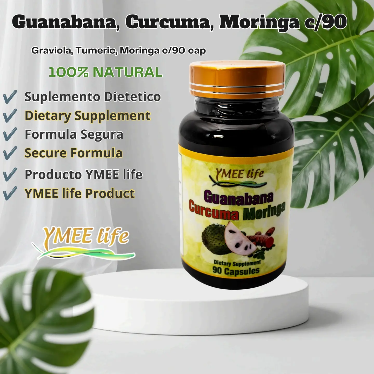 El Colibri Premium Vegan Dietary Supplement Capsules - 90 Capsules with Guanabana, Curcuma, Moringa Natural Healthcare Support, Capsule