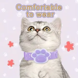 Adjustable Cat Collar with Paw Print Design, Flea and Tick Prevention, Comfortable Wear, Chemical-Free, Portable Indoor Pet Collar, Fun Pet Accessory, Safe Pet Gear