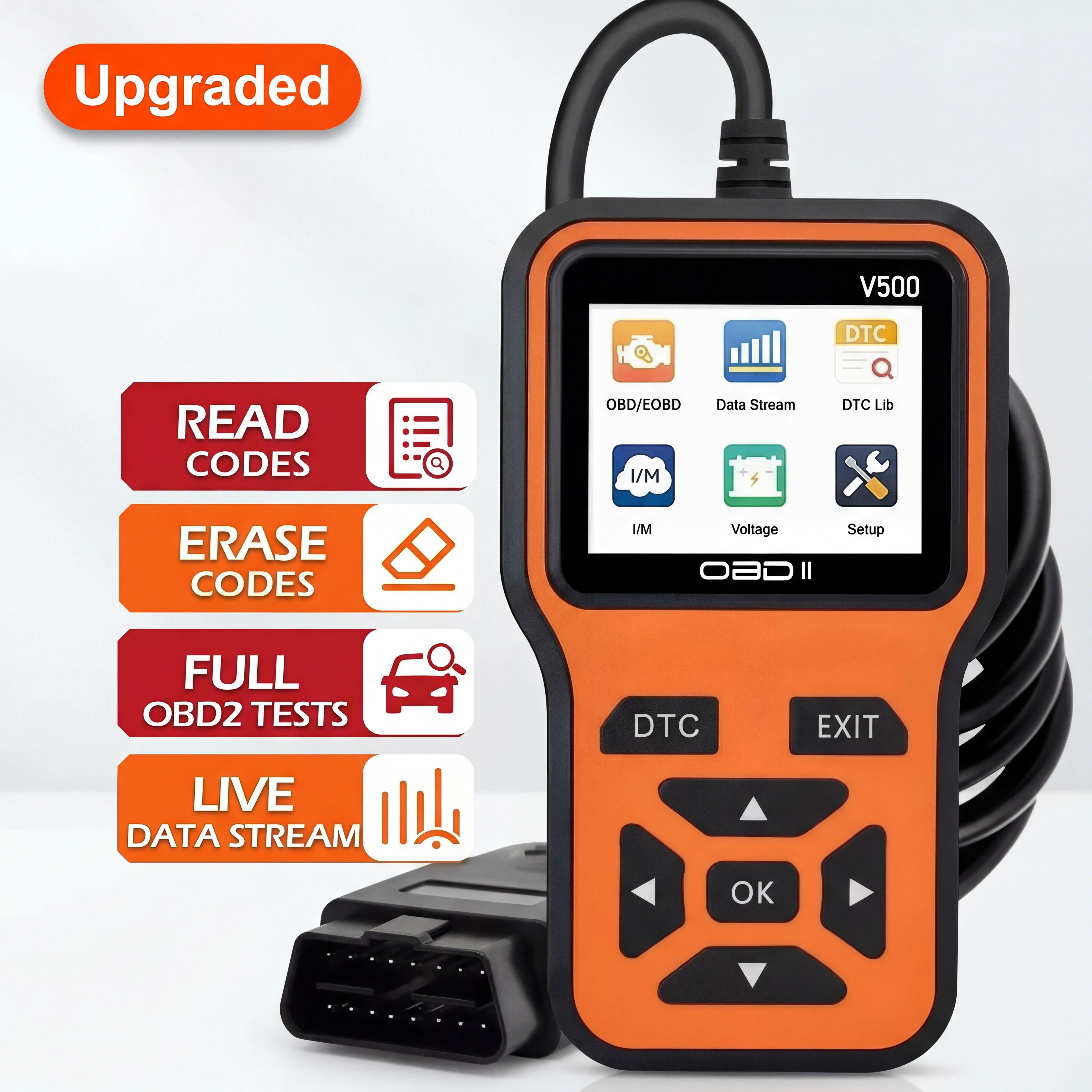OBD2 Scanner for Check Engine Light, Car Diagnostic Tool with Reset, DTC & Live Data, I/M Readiness, Works on All Vehicles 1996+ OBD2 Scanner for Check Engine Light, Car Diagnostic Tool with Reset, DTC & Live Data, I/M Readiness, Works on All Vehicles 1996+