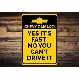 Fast Car Sign, Chevy Camaro Sign, Chevy Logo Sign, Camaro Lover Gift, Camaro Owner Gift, Dad Car Decor - Quality Aluminum Sign For Gifts