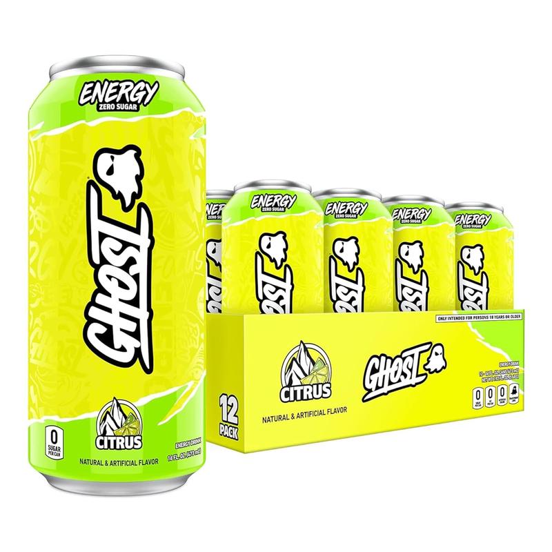 GHOST ENERGY DRINKS - 8.4 and 16oz Cans - Energy & Focus & No Artificial Colors - L-Carnitine & Taurine - Gluten-Free & Vegan