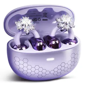 Stylish Open-Ear Clip-On Earbuds with Jewelry Bow Earrings, Lightweight & Comfortable Fit, Wireless Earbuds Headset, Fashionable Open-Ear Buds Headphones for Women, Ideal for Work, Running, and Daily Wear Purple