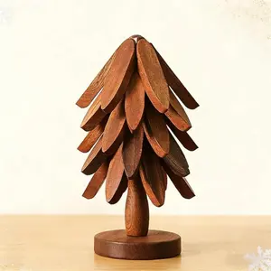 Creative Christmas Tree Wooden Heat Insulating Pad, High-Temperature Resistant Pot Mat, Table Mat, Cup Mat, Anti-Scald Sandpot Mat, Bamboo Material