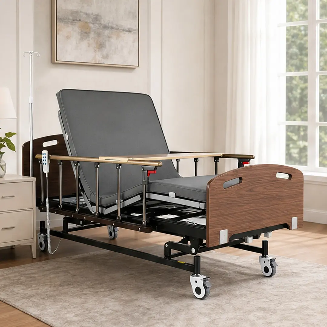 ARCH Full Electric Adjustable Bed Frame Combo (Twin XL, Chocolate) - Sturdy Modern Bedframes Twin with Mattress, MDF+Iron Frame, 3-Function Hospital/Home Care Bed, Remote, IV Pole, Guardrails, Lockable Casters, 83"x42.5", FDA Approved, Sturdy Bed Frame, M