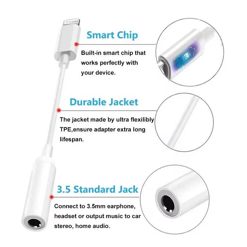 Mini Audio Adapter – Lightning / USB-C to 3.5mm AUX Headphone Converter
