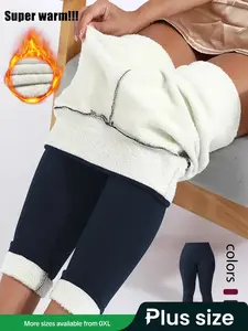 Plus Size High Waist Skinny Pants, Coffee Velvet Warm Fitted Leggings, High Elasticity, Four-Way Stretch, Abdominal Control, Women's Casual Wear, Bottom