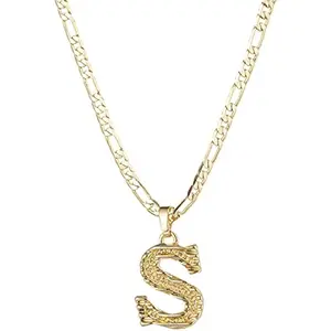 Initial Neckiace for Women MenGiris Boys, Gothic  goldenen 26Letters Pendant Necklace, FigaroPaperclip Chain with Extension male accessories goth