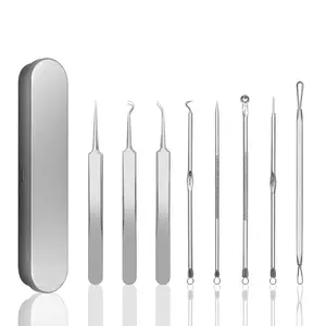 Blackhead Remover Pimple Popper Tool Kit Acne Blemish Pimple Extractor Needle Facial Comedone Clip Blackhead Tweezer for Ingrown Hair Removal 8 Pcs in Metal Case Skincare Comfort