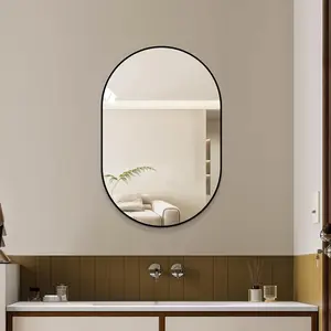 36x24 Inch Black Bathroom Mirror, Framed Vanity Mirror Wall Mounted, Modern HD Mirror for Bedroom and Entryway, Vertical or Horizontal Hanging