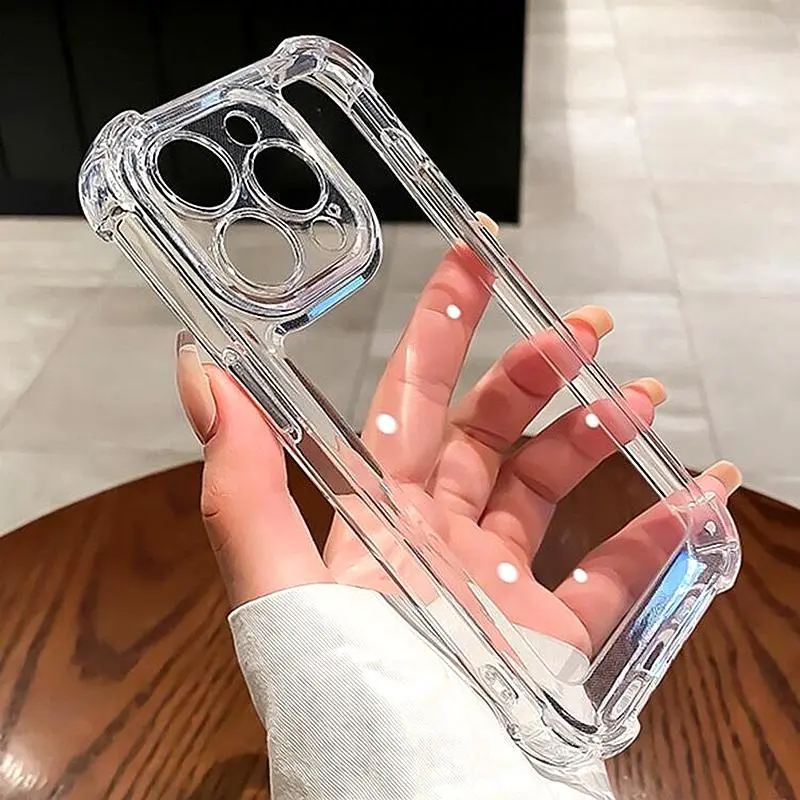 Luxury Clear Shockproof Phone Case For iPhone 17 ip17 Air 17promax 16 14 13 12 11 15 Pro Max X XR XS Max 7 8 16 Plus Transparent Bumper Cases Cover Protection Protective ip16 Casing Smartphone Cellphone