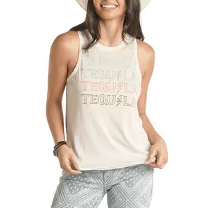 Rock & Roll Cowgirl Women's Ivory Tequila Tank Top RRWT20R0YT