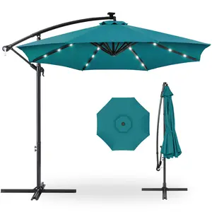 Best Choice Products 10ft Solar LED Offset Hanging Outdoor Market Patio Umbrella w/ Adjustable Tilt