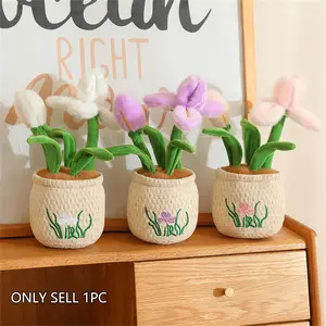 Irises Potted Plush Toy, Soft Stuffed, Perfect Gift for Birthday, Valentine's Day, Wedding Anniversary, Mother's Day, Ideal Decoration