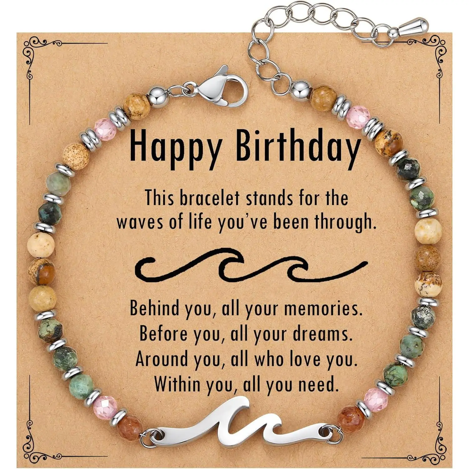 Friend Gifts for Women, Unique Birthday Gifts for Women, Sister Gift from Sister, Wave Bracelet, Christmas Graduation Mothers Day Gift for Her, Bestie Friendship Bracelets