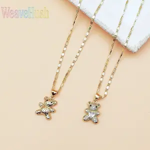 2026 Trending Luxury Love Bear Pendant Necklace For Women, 18K Gold Plated Full Sparkling Cubic Zirconia Teddy Bear Clavicle Chain, Minimalist Niche Design Dainty Jewelry, Fashion Versatile Statement Necklace For Daily Wear Party Dating Gift For Ladies Gi