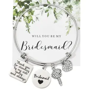 Wedding Gift for Bridesmaid Maid of Honor Flower Girl Bride to Be Sister Mother of The Bride Thank You Gift from Bride and Groom Thank You for Standing by My Side Bracelets Gifts
