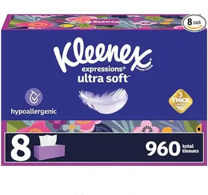 Kleenex Expressions Ultra Soft Facial Tissues, 120 Count (Pack of 8), 3-Ply, Packaging May Vary