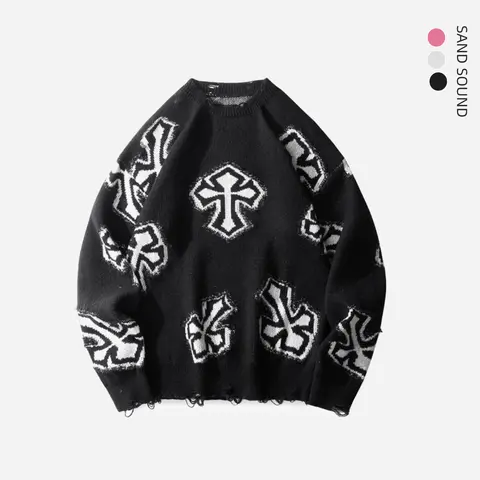 Unisex Oversized Loose Round Neck Long-Sleeve Polyester Knit Pullover Sweater - Unisex Fashion Minimalist Casual Daily Streetwear Top, Baggy, Plain, Medium Length, Thanksgiving, Easter