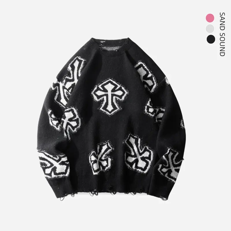 Unisex Oversized Loose Round Neck Long-Sleeve Polyester Knit Pullover Sweater - Unisex Fashion Minimalist Casual Daily Streetwear Top, Baggy, Plain, Medium Length, Thanksgiving, Easter