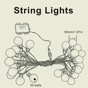25 LED Warm String Lights, 4m Battery Operated Fairy Lights, Waterproof Hanging Lights for Marquee, Indoor Party Decoration, Holiday Gift