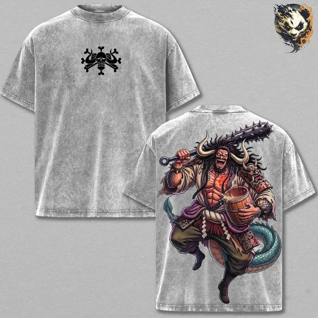 Kaido Anime Washed Tee – One Piece Graphic T-Shirt, Dragon Emperor Beast Power Aesthetic Streetwear Dark Anime Villain Energy Trendy Otaku Gift Hype Anime Fashion A7Z