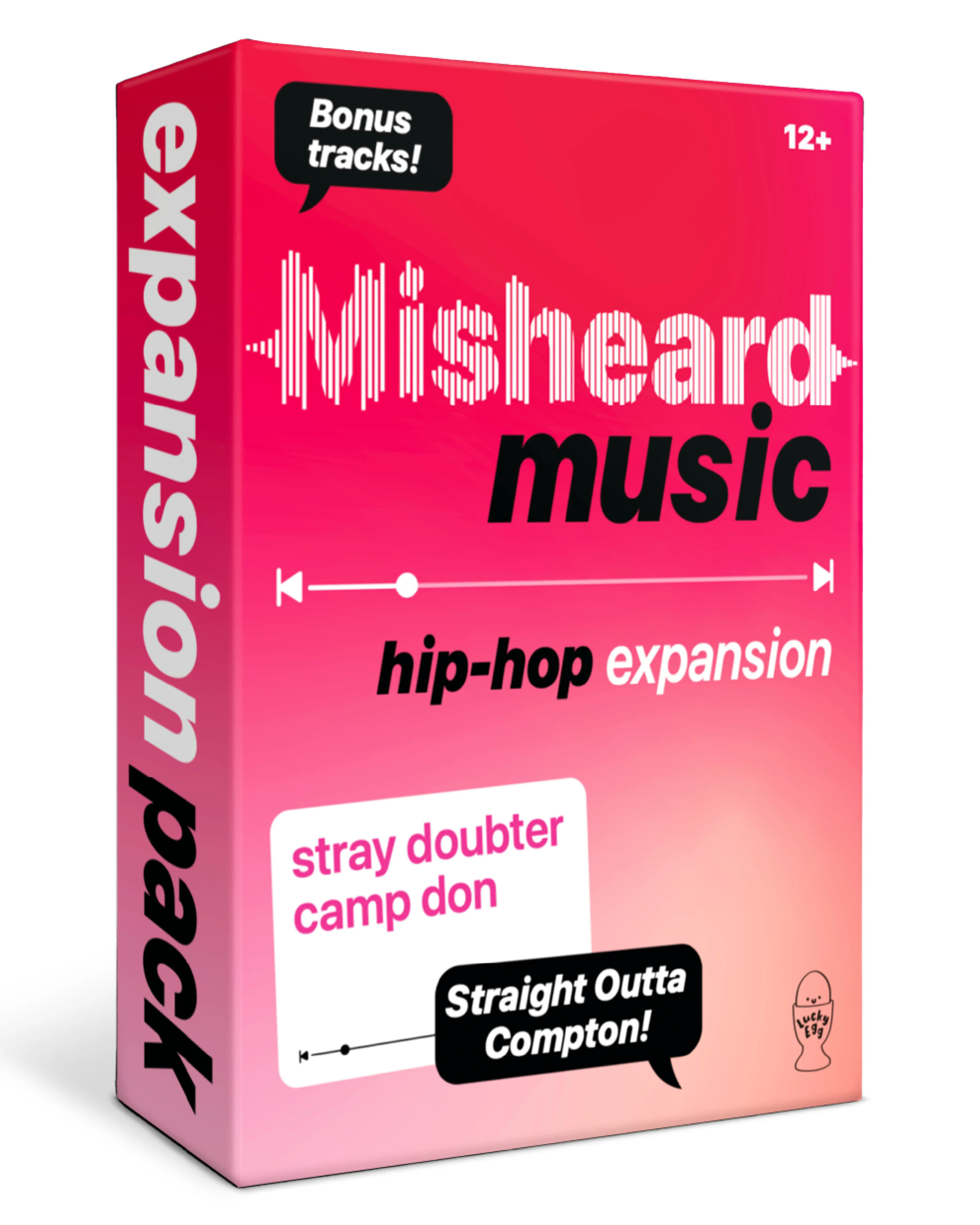 Lucky Egg Misheard Music: Hip Hop Expansion – Add-On Card Pack for The Original Misheard Music Game, 100 Hip Hop Lyrical Nonsense Cards, Base Game Required