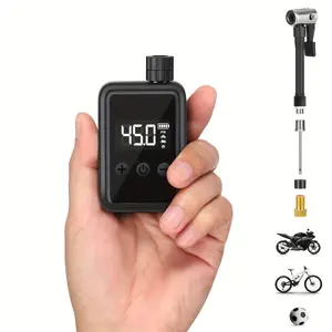 [120 PSI Digital Bike Pump] Auto-Stop USB Rechargeable Digital Bike Pump, 120 PSI Portable Tire Inflator with Pressure Gauge, 500mAh Battery, ABS Material, for Bicycle, Auto Shut-Off Function, Compatible with Presta & Schrader Valves