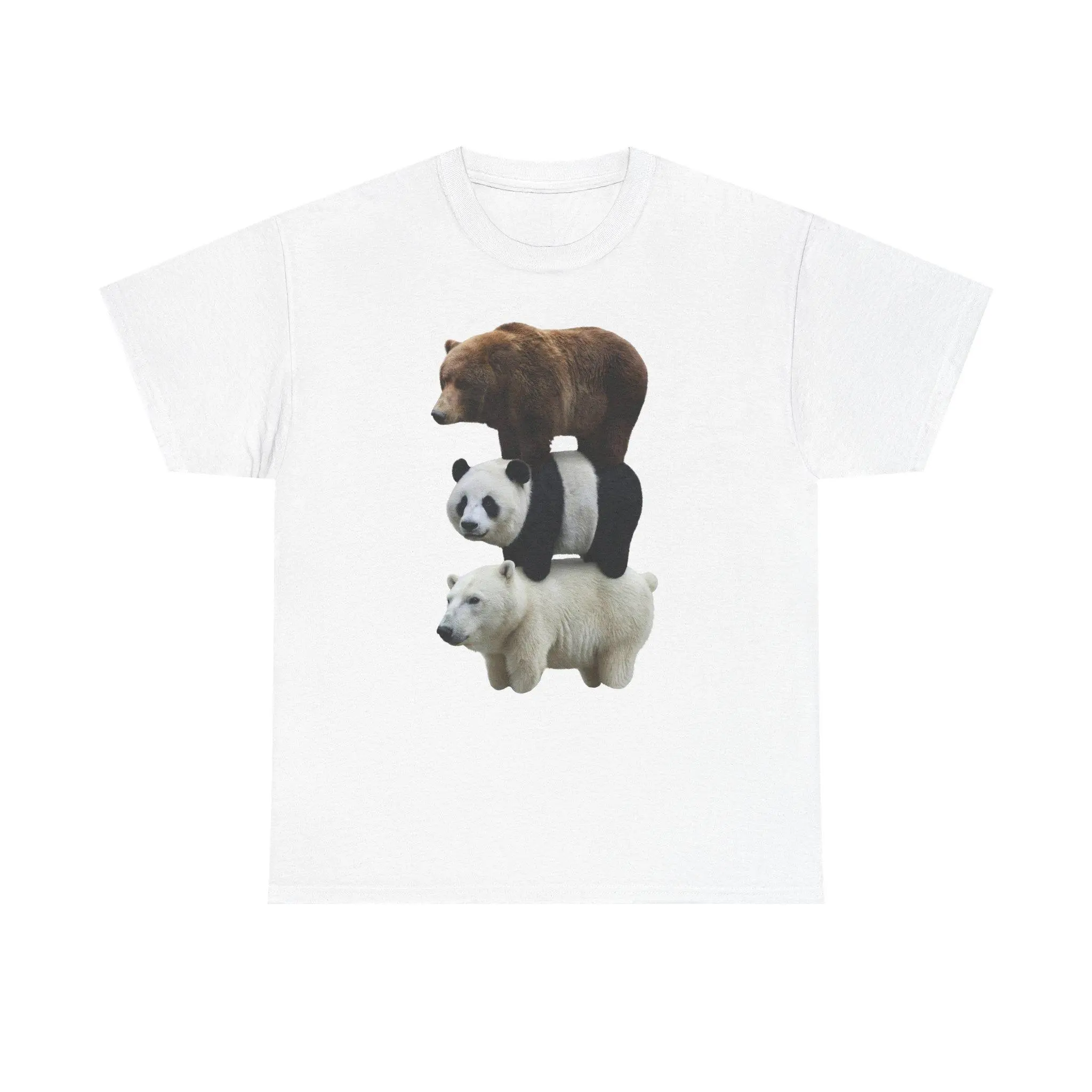 Men's Realistic Bear Graphic T-shirt, Casual 100% Cotton Shortsleeve Crewneck for Everyday Wear, Tshirt, Animal Graphic Men's Short-Sleeve T-Shirts