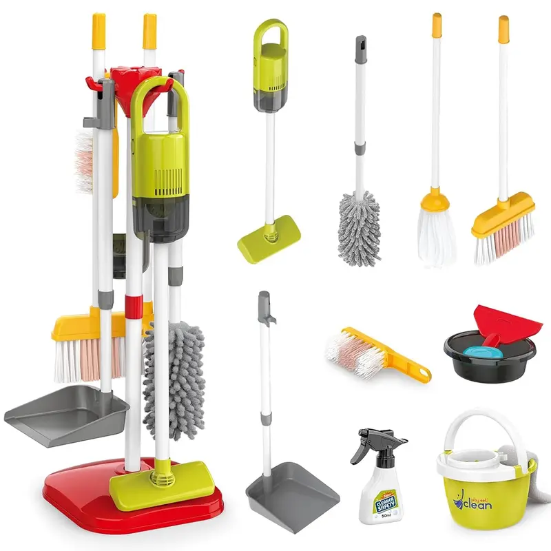 Interactive Kids Cleaning Toy Set, Realistic Vacuum Cleaner & Mop, Pretend Play Housekeeping Tools for Ages 3+, Requires 3 X 1.5v Aa Batteries, Pretend Play Item