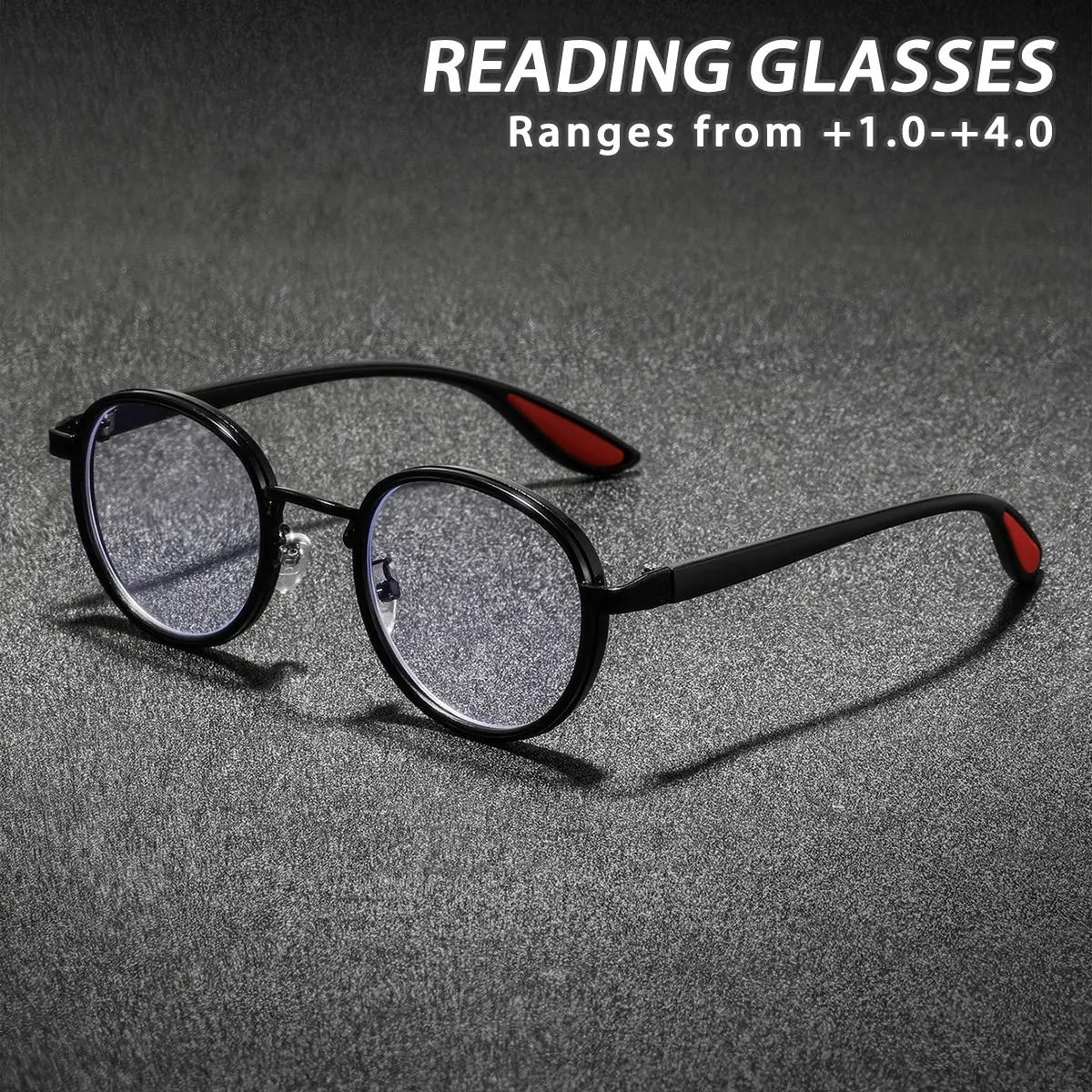 Men's Metal Round Full Frame Classic Vintage High-End Personalized Trendy Reading Eyeglasses, Fashionable Old Age Eyewear
