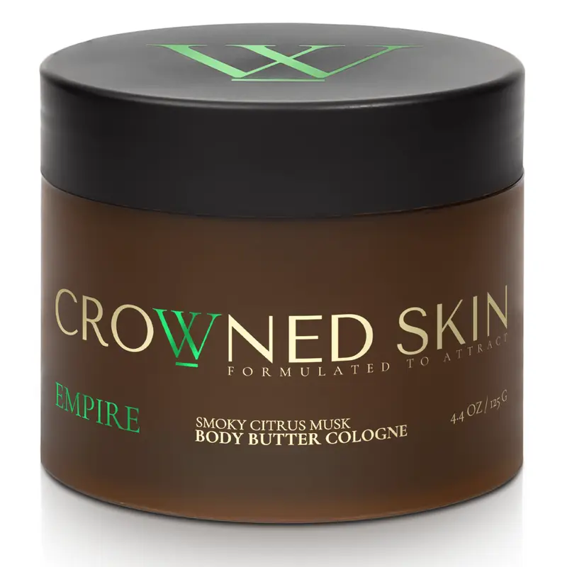 Crowned Skin Empire Body Butter Cologne - Smoky Citrus Musk, Lavender & Lemon Fragrance, Daily Moisturizers for Soothing & Sensitive Skin, 4.4 oz