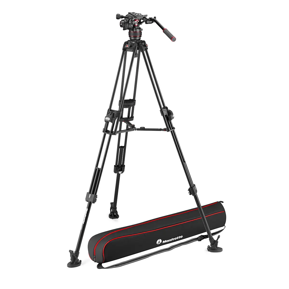 Manfrotto Nitrotech 608 Series Fluid Video Head with 645 FAST Twin Leg Aluminum Tripod & Mid-Level Spreader