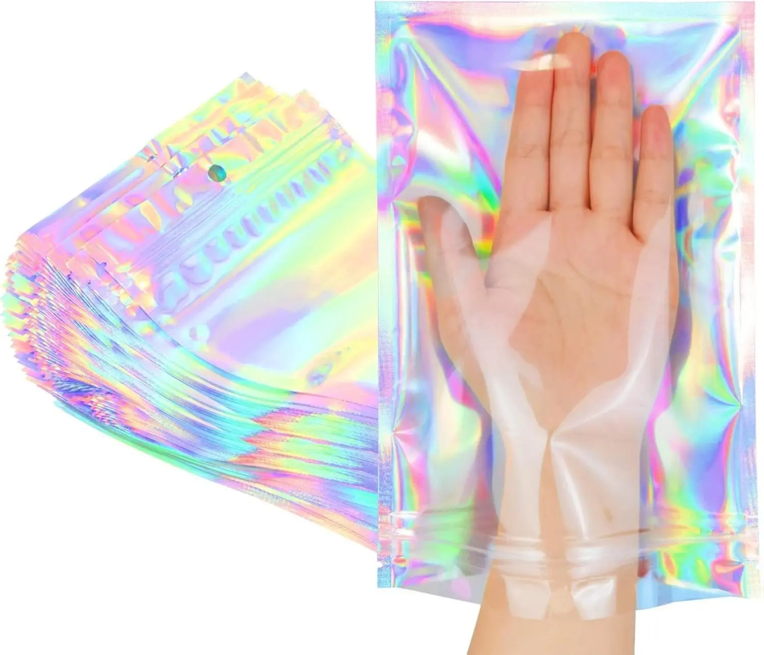 Smell Proof Bags & Resealable Foil Pouch Mylar Sample Bag Great for Party Favor Food Storage (Holographic Color) (50pcs-6x9 inch) - TikTok Shop Smell Proof Bags & Resealable Foil Pouch Mylar Sample Bag Great for Party Favor Food Storage (Holographic Color) (50pcs-6x9 inch) - TikTok Shop