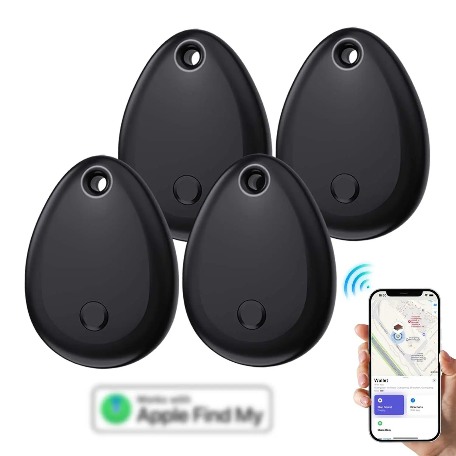 Air Tag Tracker 1/2/4 Pack – White & Black, Smart Key Finder Anti Lost Wireless Smart Tracking Tag Compatible with Apple Find My (iOS Only), Wireless GPS Tag Wireless Positioning Tracker for Luggage, Bags, Pets & Keys, Replaceable Battery