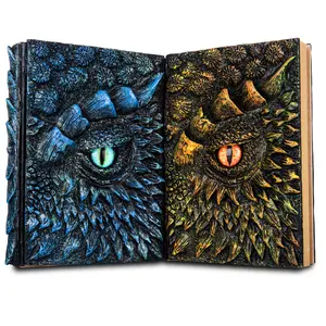 3D Dragon Eye Embossed Journal Notebook - Handmade Vinyl Cover, Hardcover, English Language, for Men & Women, Travel & DND Enthusiasts Art Sketchbooks Diaries