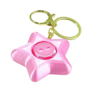 3D Printed Star Fidget Spinner Keychain, Lucky Star Stress Relief Pendant Bag Charm