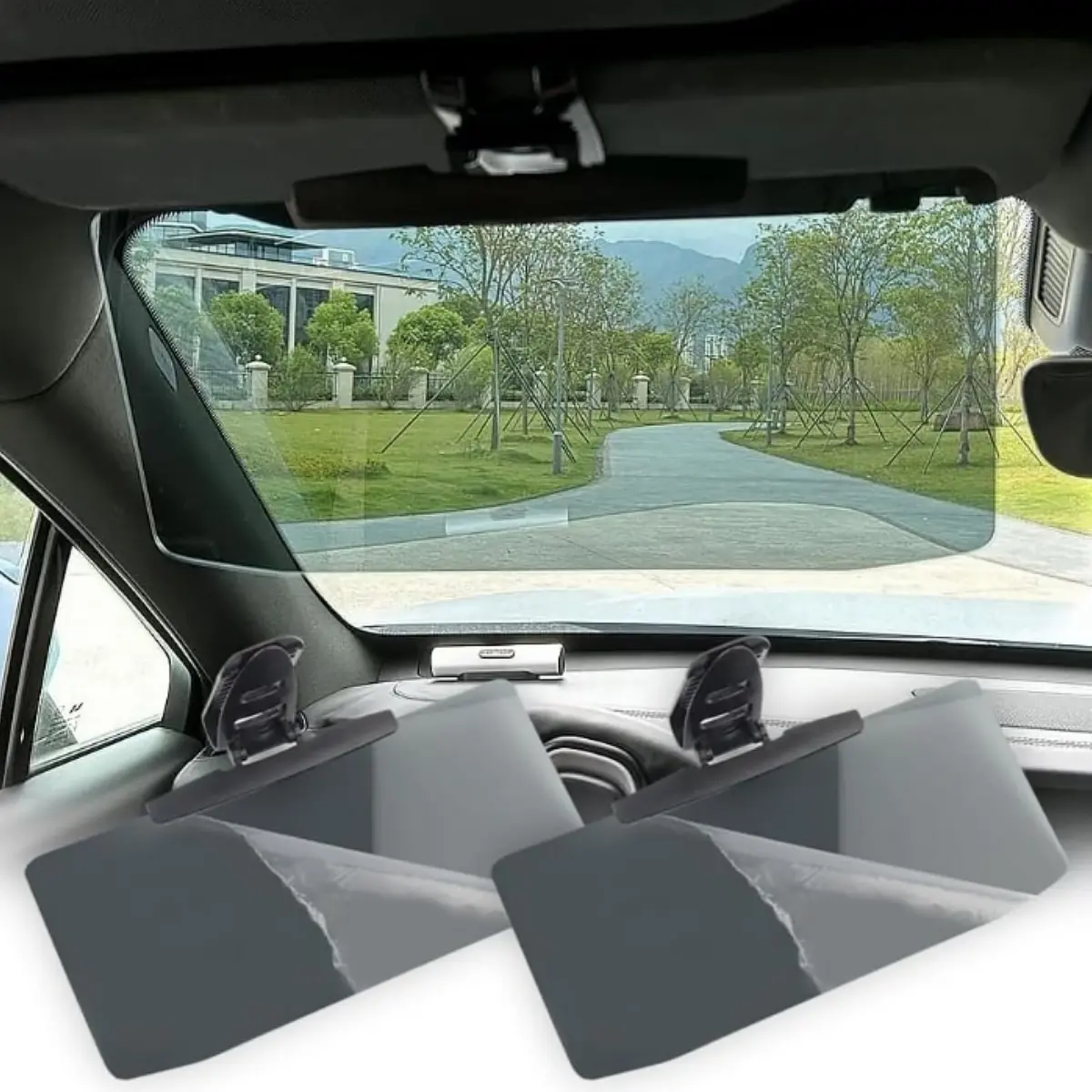 2Pcs HD Visor Sunshade Extender for Car, Anti-Glare & UV Rays, Sun Visor Extender with 2 Cleaning Cloths, Universal for Cars, Trucks, SUVs