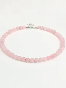 Boho Style Rose Quartz Necklace, Natural Stone Choker, Summer Party Jewelry, Handmade Unisex Gift, Elegant Accessory for Men and Women