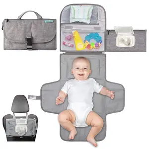 Portable Diaper Changing Pad - Diaper Changer Travel Bag with Wipes Pocket, Smart Design Portable Changing Mat, Infant Travel Station Kit, Gift for Newborn Girl & Boy - Grey, Classic
