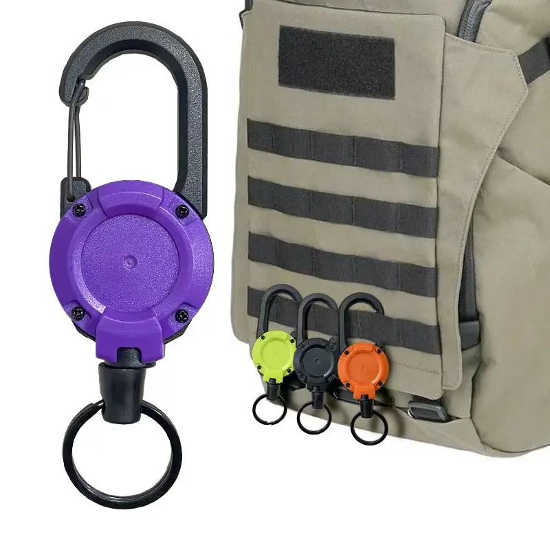 Tactical retractable keychain, heavy-duty steel wire anti-loss reel, high-rebound yo-yo buckle, multifunctional key holder for camping and outdoor tools