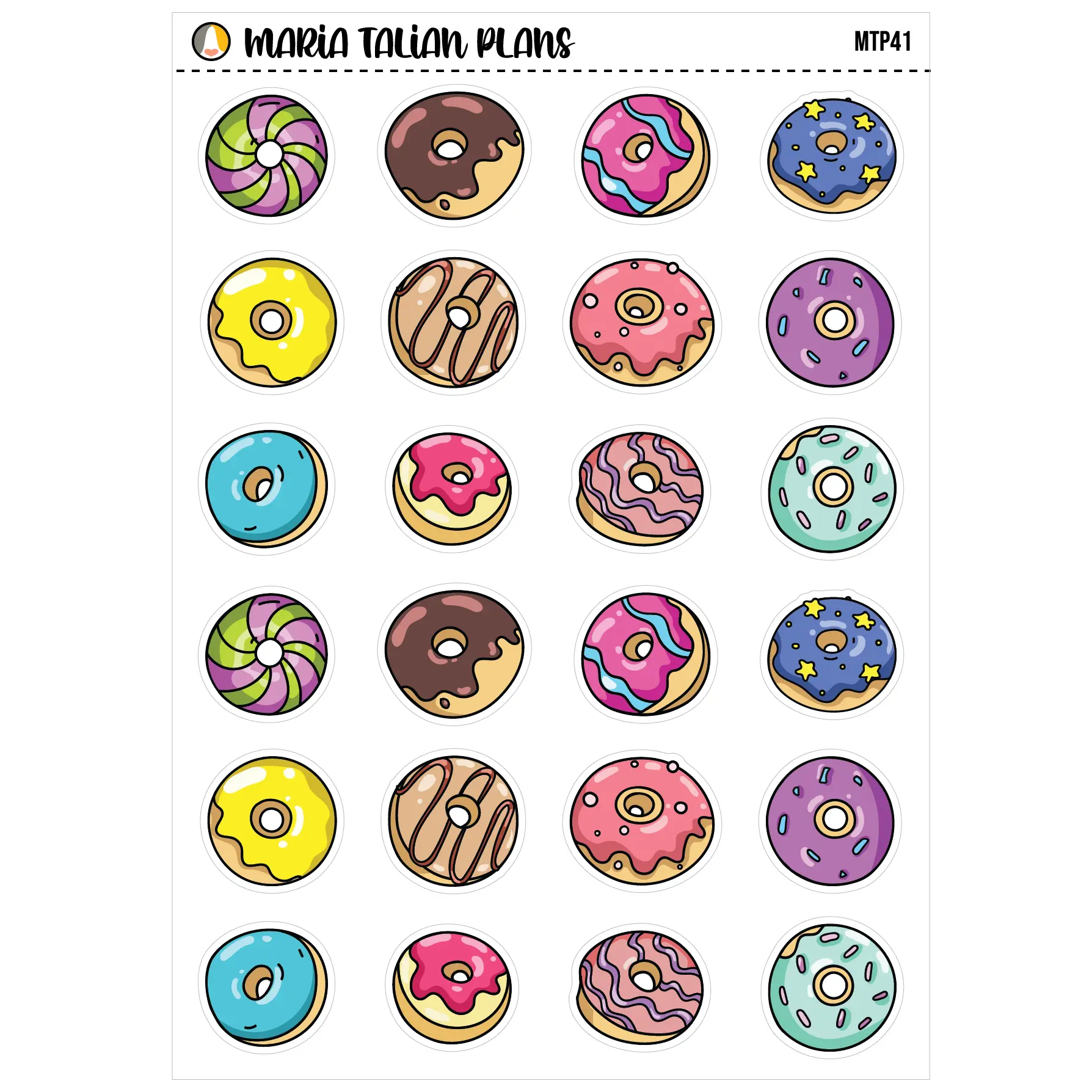 Doughnuts | Vinyl Deco Sticker Sheet | Cute Kawaii Vinyl Stickers