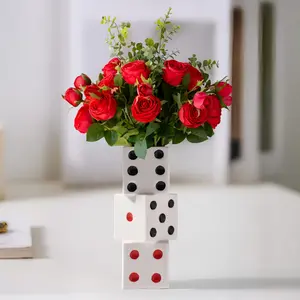 Vase White Ceramic Vase for  Decor,  70s80s  Decorative Table with Black and White Centerpiece(5.9" H)