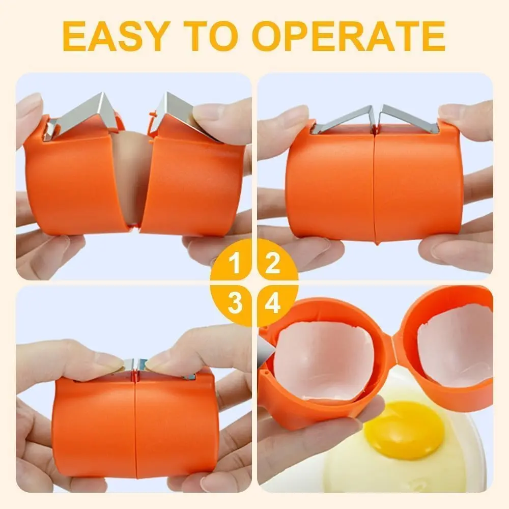 2026 New Egg Shell Opener and Cracker - Efficient Separator for Raw Eggs - Easy Breaker Cutter Tool (Orange 3PC)