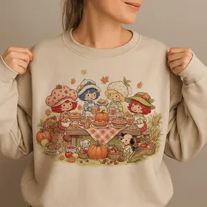 Retro Thanksgiving berry Friends Cartoon Sweatshirt, Fall Clipart Sweatshirt