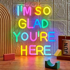 usb powered neon sign, i'm so glad you're here letter neon sign, neon light sign, indoor decor for home party festival